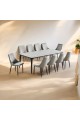Marble Replacement Dining Table Set with 8 Chairs Grey 180x100x75cm