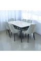 Marble Replacement Dining Table Set with 6 Chairs Grey 150x90x75cm