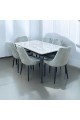 Marble Replacement Dining Table Set with 6 Chairs Grey 150x90x75cm