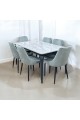 Marble Replacement Dining Table Set with 6 Chairs Grey 150x90x75cm