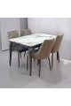 Marble Replacement Dining Table Set with 4 Chairs Brown 130x80x75cm