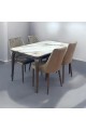 Marble Replacement Dining Table Set with 4 Chairs Brown 130x80x75cm