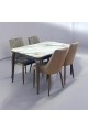 Marble Replacement Dining Table Set with 4 Chairs Brown 130x80x75cm