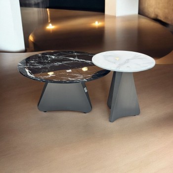 طقم طاولات قهوة من الحجر الملبد   قطعتين من أدرينا