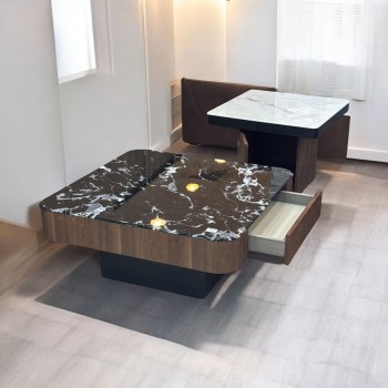 طقم طاولات قهوة من الحجر الملبد   قطعتين من أدرينا