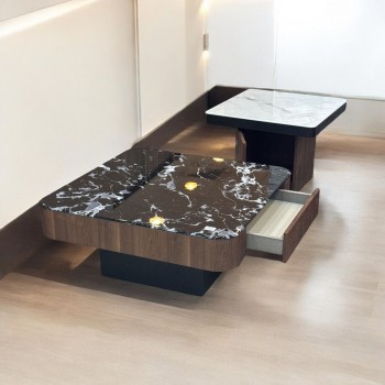 طقم طاولات قهوة من الحجر الملبد   قطعتين من أدرينا