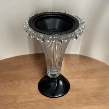 مبخرة زجاج شفاف وغطاء اسود 23×16×16سم 