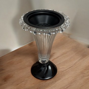 مبخرة زجاج شفاف وغطاء اسود 23×16×16سم 