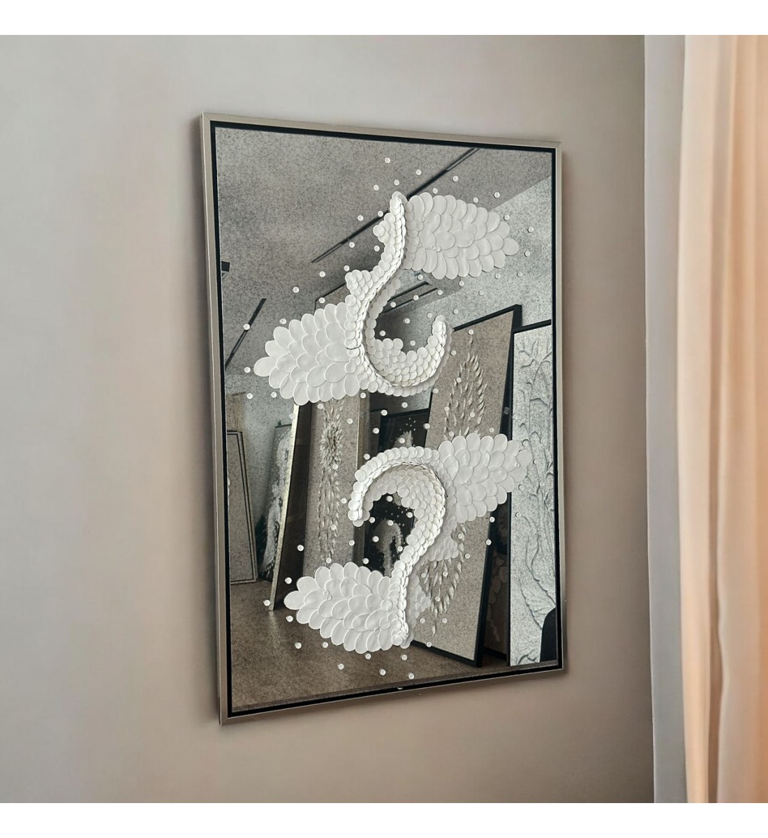 مراة جبسية  معتقة باطار خشبي شامبين 150×100سم (المنتج تفصيل )