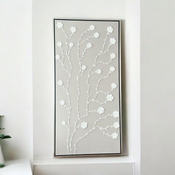 لوحة فنية بخطوط هندسية جبسية باطار شامبين 200×100سم (المنتج تفصيل )