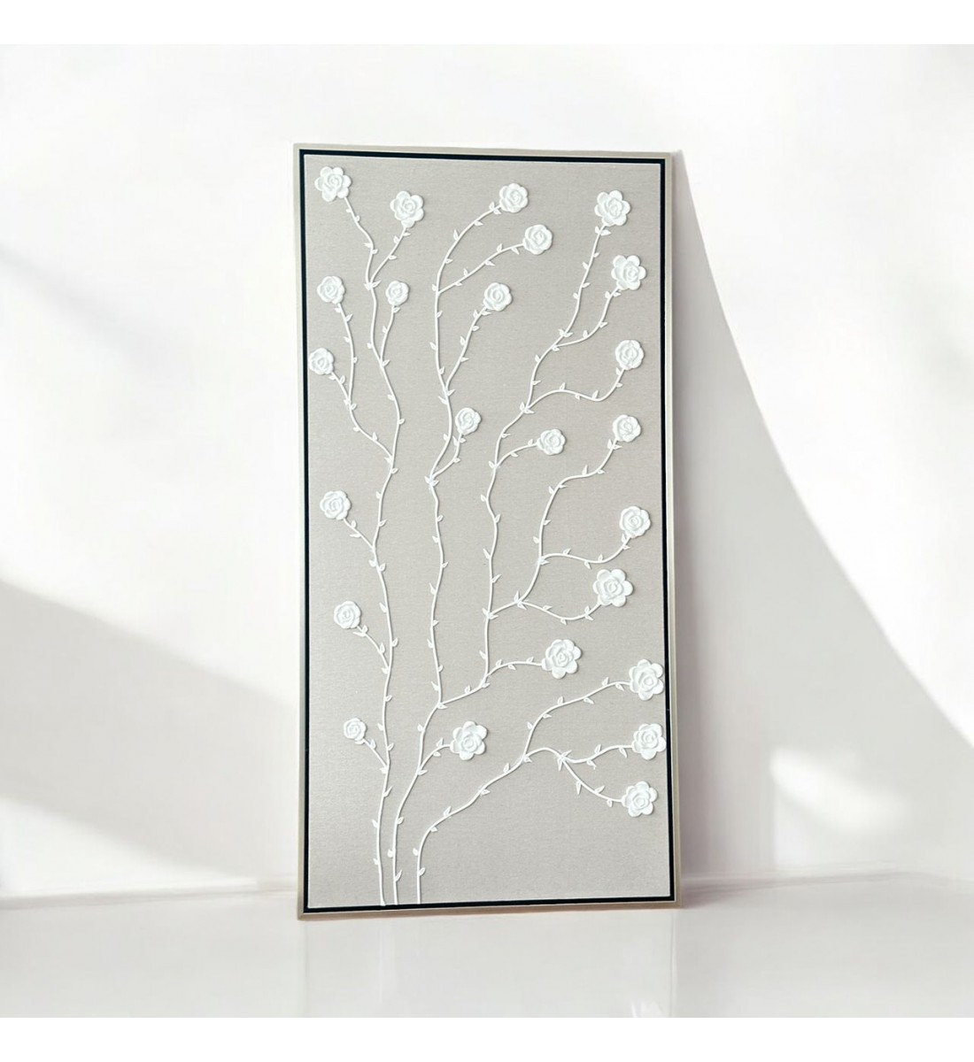 لوحة فنية بخطوط هندسية جبسية باطار شامبين 200×100سم (المنتج تفصيل )