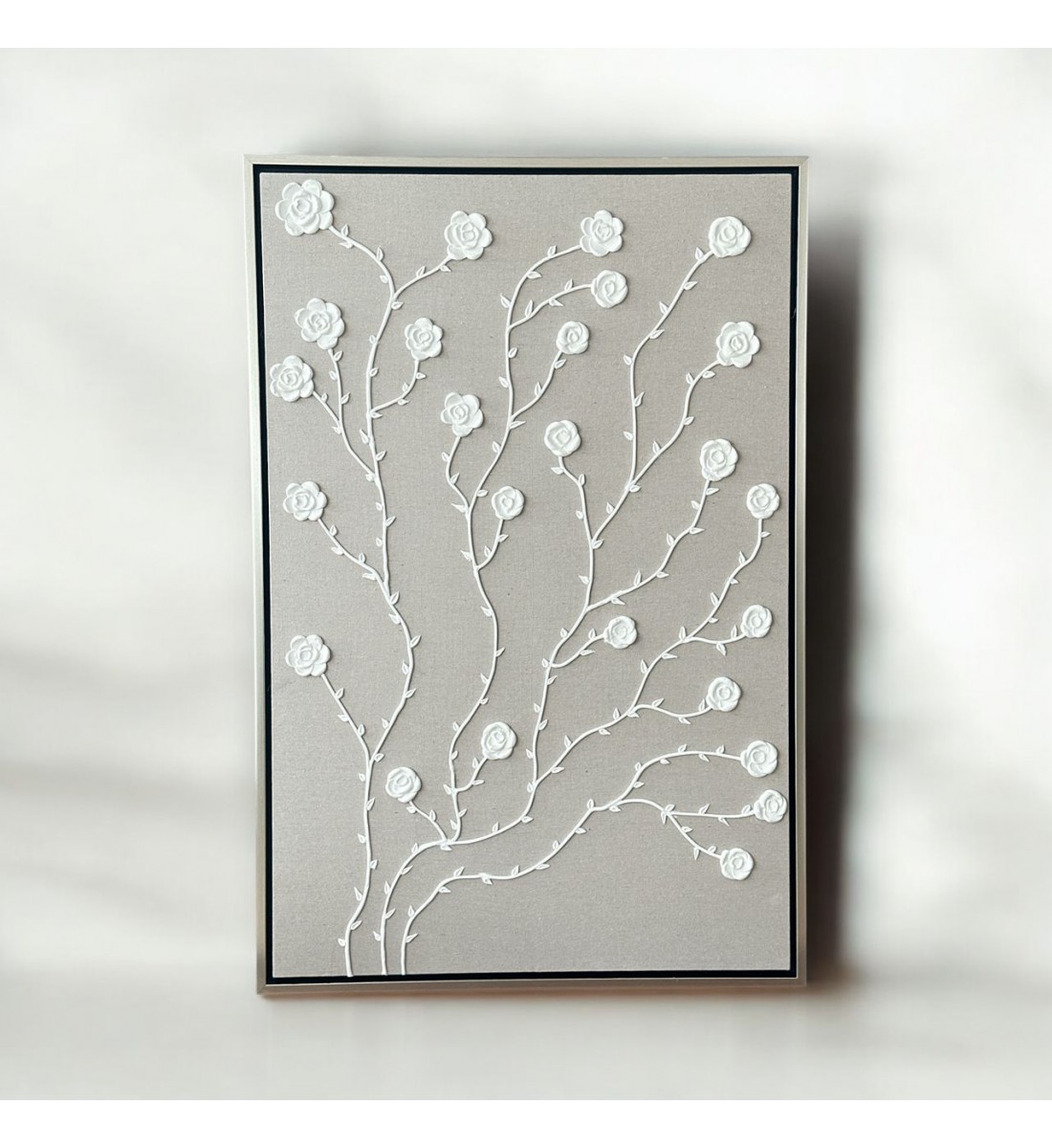 لوحة فنية بخطوط هندسية جبسية باطار شامبين100×150سم (المنتج تفصيل )