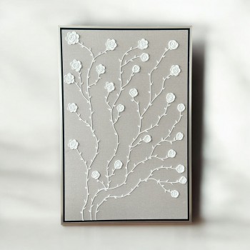 لوحة فنية بخطوط هندسية جبسية باطار شامبين100×150سم (المنتج تفصيل )