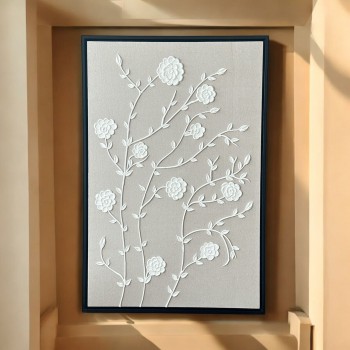 لوحة فنية بخطوط هندسية جبسية باطار اسود 100×150سم (المنتج تفصيل )