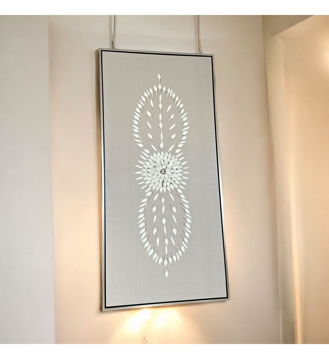 لوحة فنية -هندسية جبسية باطار شامبين 130×250سم (المنتج تفصيل )