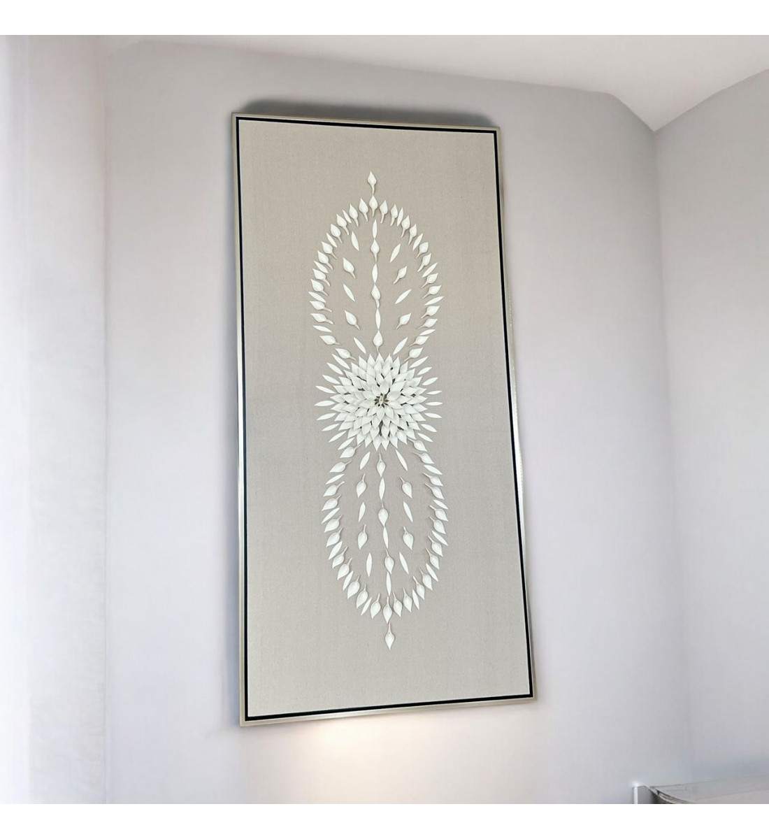 لوحة فنية -هندسية جبسية باطار شامبين 130×250سم (المنتج تفصيل )