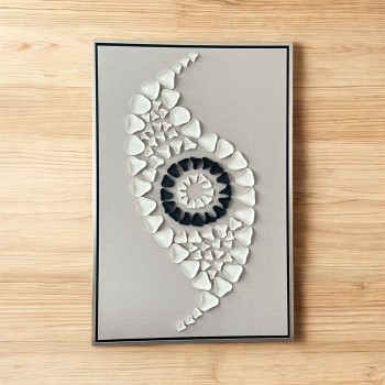 لوحة فنية بخطوط هندسية جبسية باطار شامبين100×150سم (المنتج تفصيل )