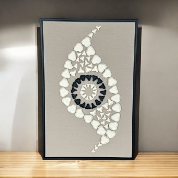 لوحة فنية بخطوط هندسية جبسية باطار اسود 100×150سم (المنتج تفصيل )