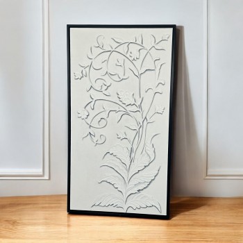 لوحة فنية بخطوط شجرية  هندسية جبسية باطار اسود 100×200سم (المنتج تفصيل )