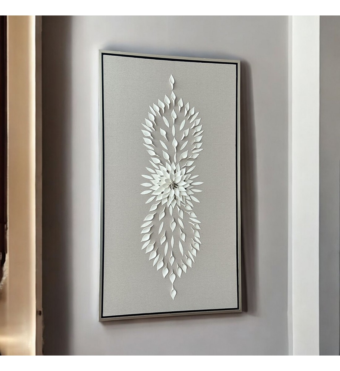 لوحة فنية -هندسية جبسية باطار شامبين 100×180سم  (المنتج تفصيل )