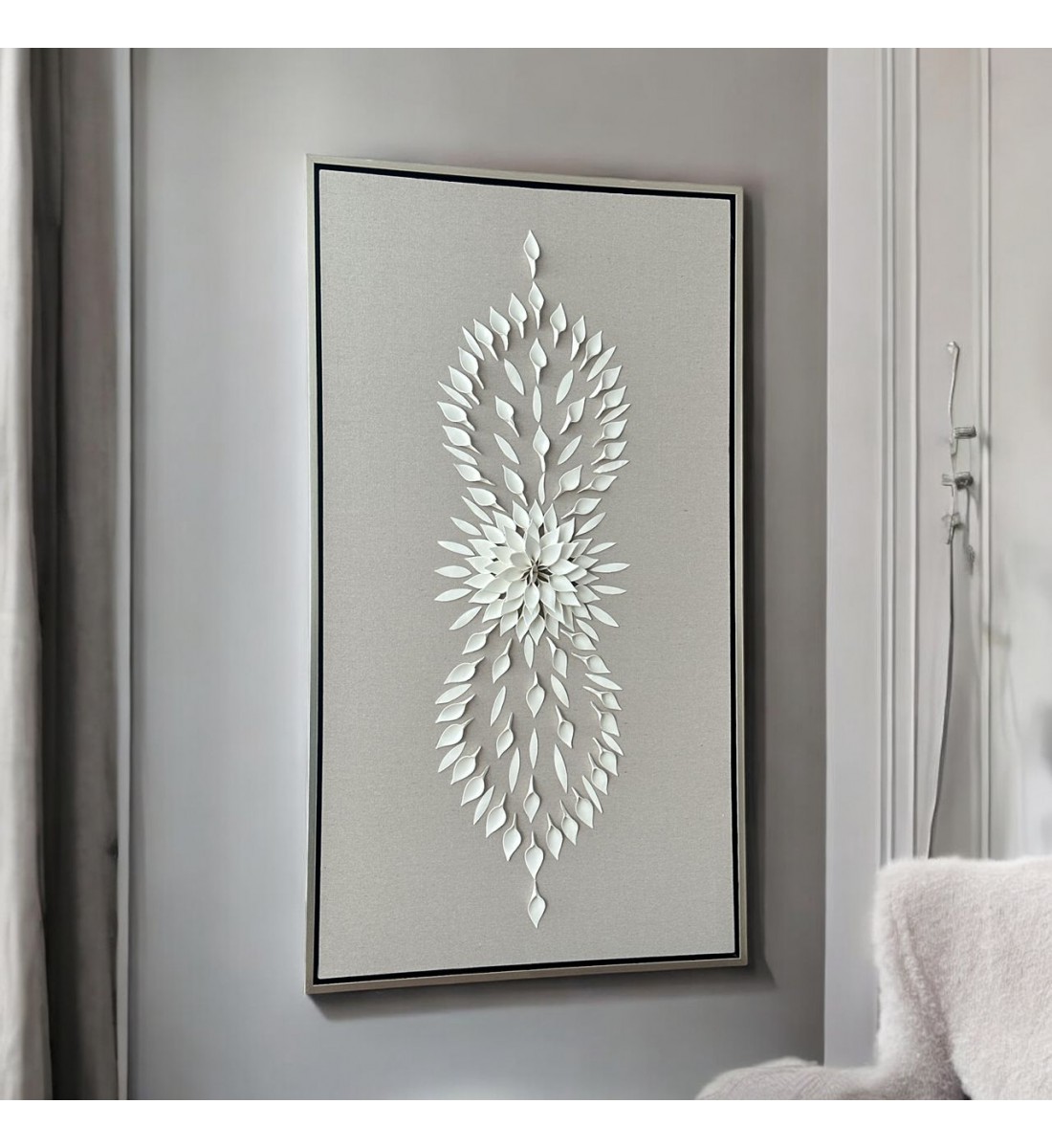 لوحة فنية -هندسية جبسية باطار شامبين 100×180سم  (المنتج تفصيل )