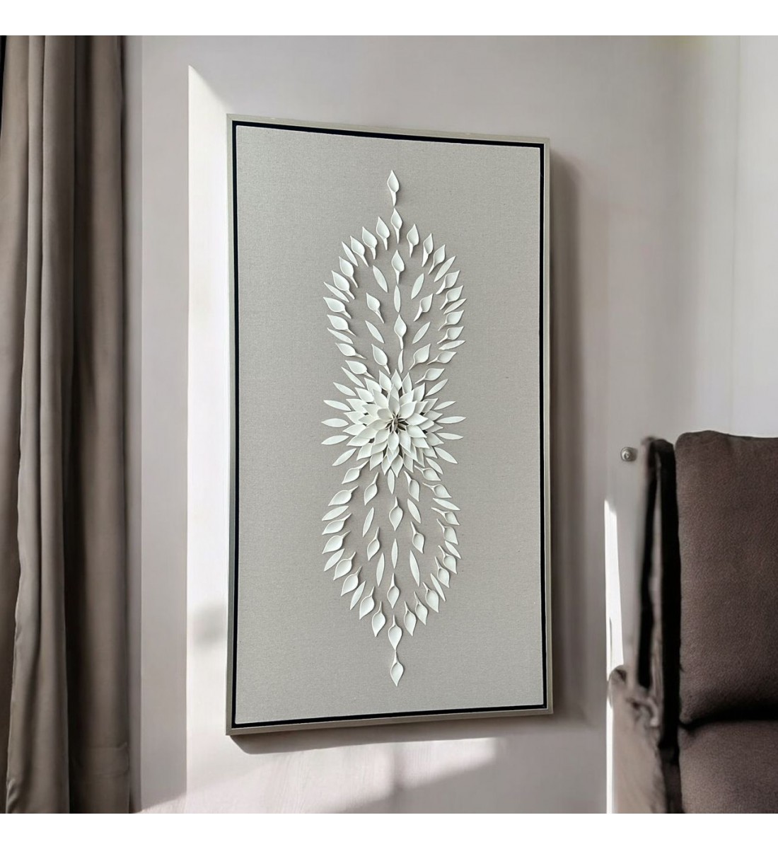 لوحة فنية -هندسية جبسية باطار شامبين 100×200سم  (المنتج تفصيل )