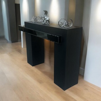 طاولة مدخل مزخرفة باللونين الأسود مرايا ، تصميم هندسي فريد، مقاس140 × 40 × 92 سم(منتج تفصيل )