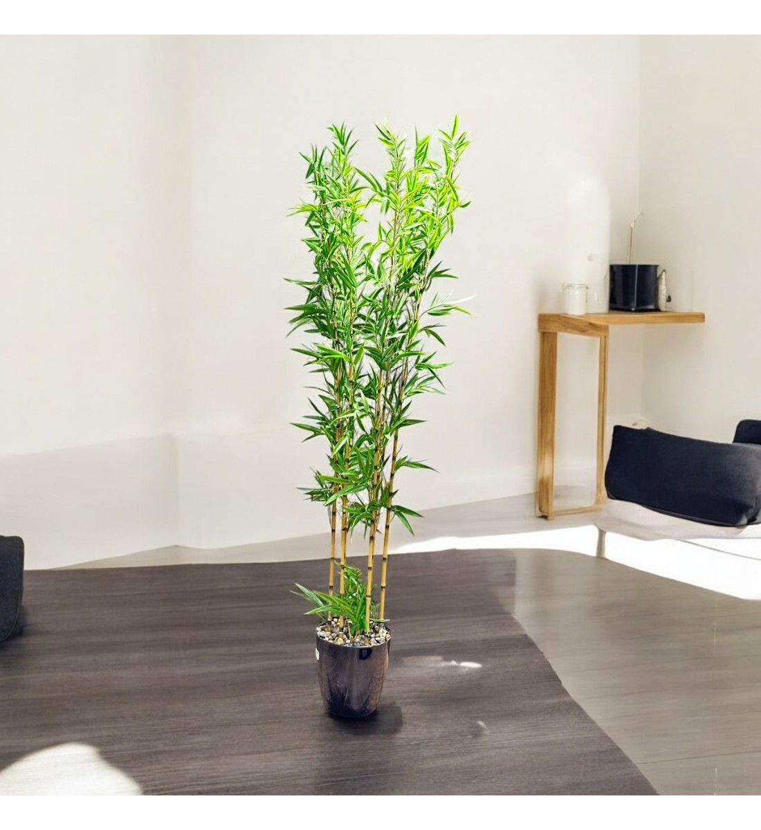 اشجار صناعية زينة ورق بامبوا مركن اسود ارتفاع 185 سم اشجار صناعية زينة ورق بامبوا مركن اسود ارتفاع 185 سم