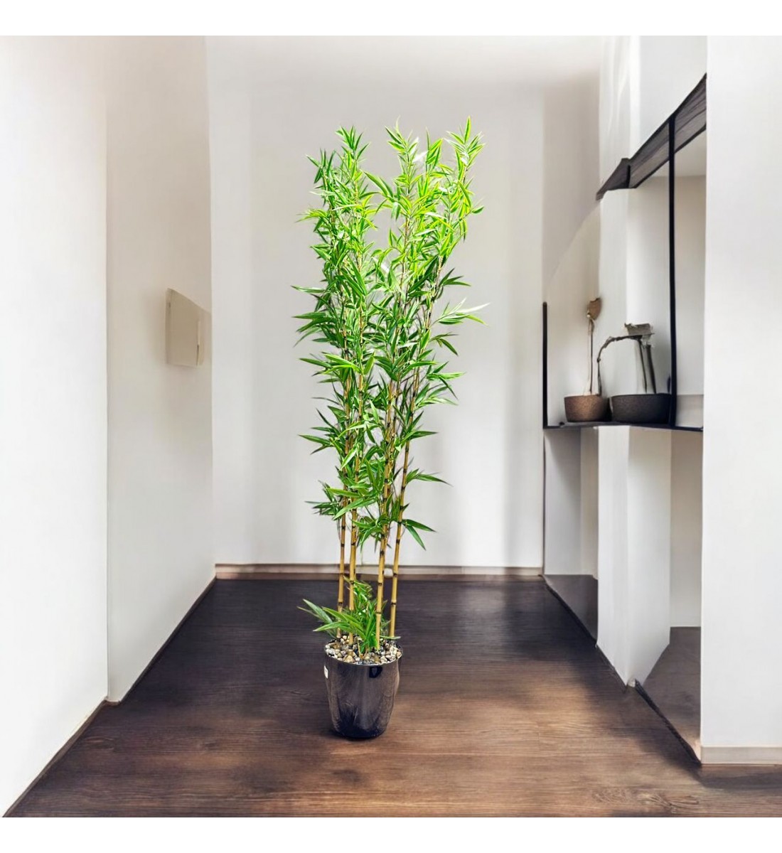 اشجار صناعية زينة ورق بامبوا مركن اسود ارتفاع 185 سم اشجار صناعية زينة ورق بامبوا مركن اسود ارتفاع 185 سم