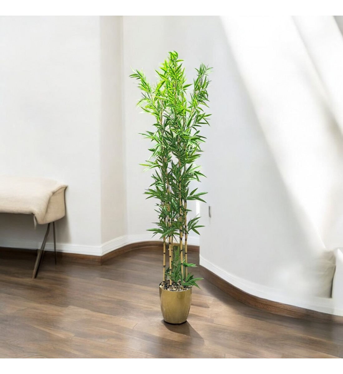 اشجار صناعية زينة ورق بامبوا مركن ذهبي ارتفاع 185 سم اشجار صناعية زينة ورق بامبوا مركن ذهبي ارتفاع 185 سم