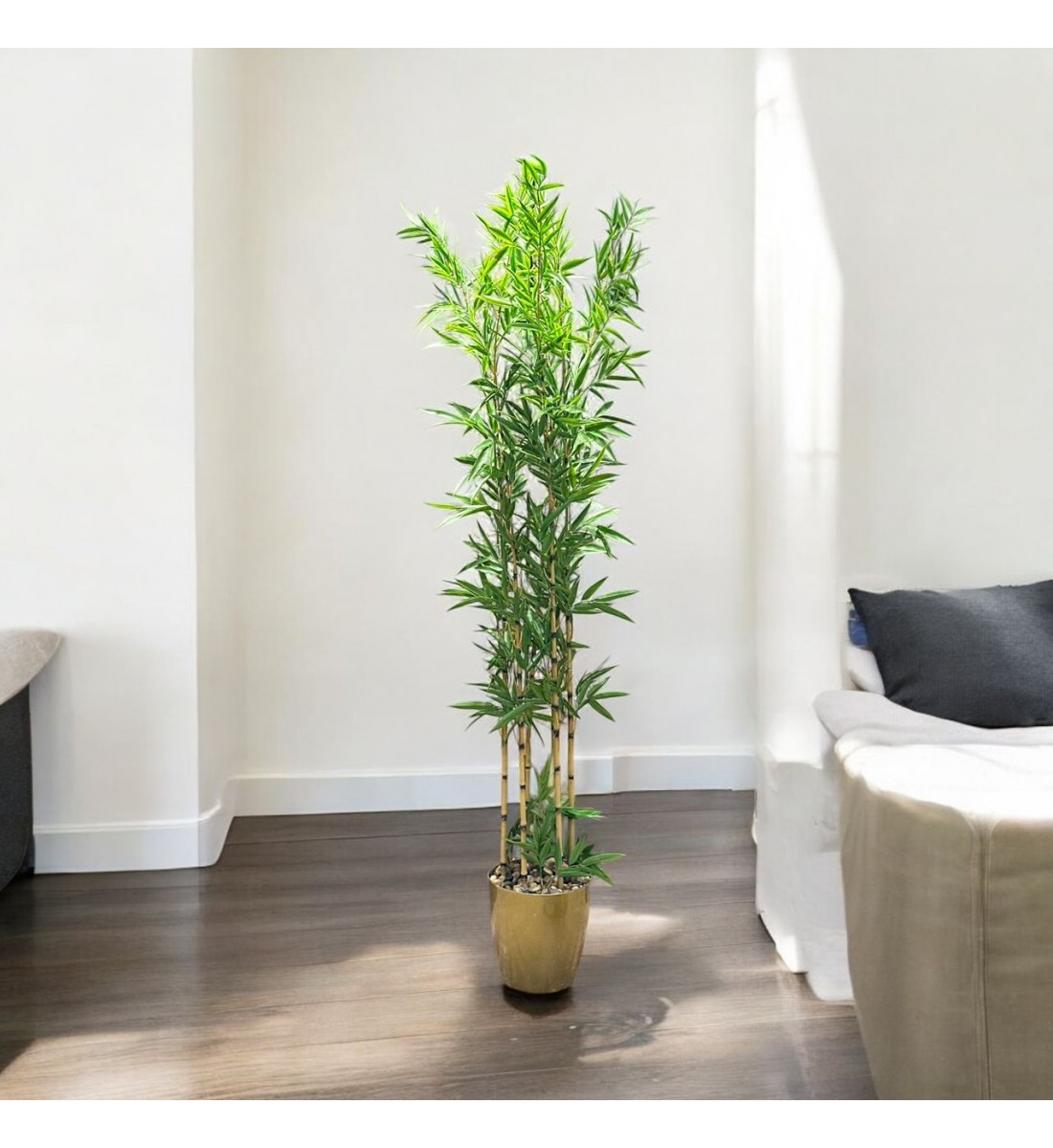 اشجار صناعية زينة ورق بامبوا مركن ذهبي ارتفاع 185 سم اشجار صناعية زينة ورق بامبوا مركن ذهبي ارتفاع 185 سم