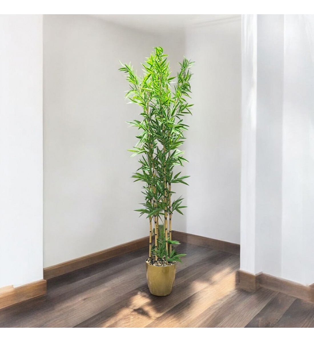 اشجار صناعية زينة ورق بامبوا مركن ذهبي ارتفاع 185 سم اشجار صناعية زينة ورق بامبوا مركن ذهبي ارتفاع 185 سم