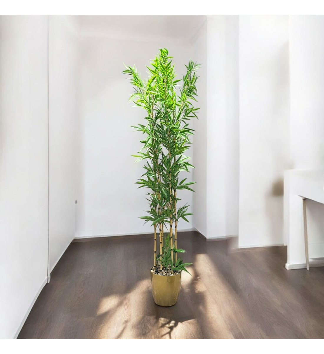 اشجار صناعية زينة ورق بامبوا مركن ذهبي ارتفاع 185 سم اشجار صناعية زينة ورق بامبوا مركن ذهبي ارتفاع 185 سم
