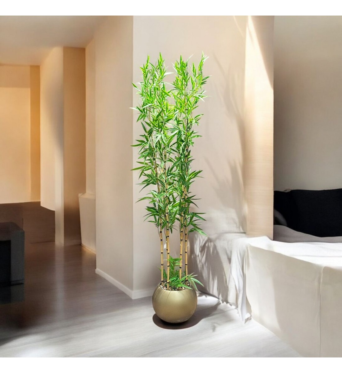 اشجار صناعية زينة ورق بامبوا مركن ذهبي ارتفاع 185 سم اشجار صناعية زينة ورق بامبوا مركن ذهبي ارتفاع 185 سم