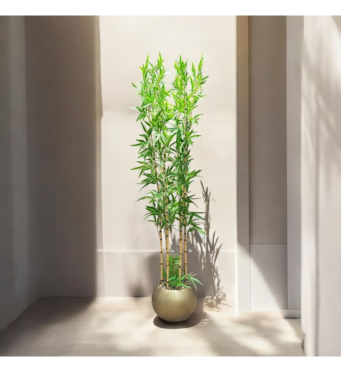 اشجار صناعية زينة ورق بامبوا مركن ذهبي ارتفاع 185 سم اشجار صناعية زينة ورق بامبوا مركن ذهبي ارتفاع 185 سم