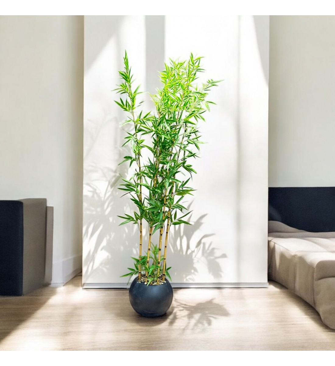 اشجار صناعية زينة ورق بامبوا مركن اسود ارتفاع 185 سم اشجار صناعية زينة ورق بامبوا مركن اسود ارتفاع 185 سم