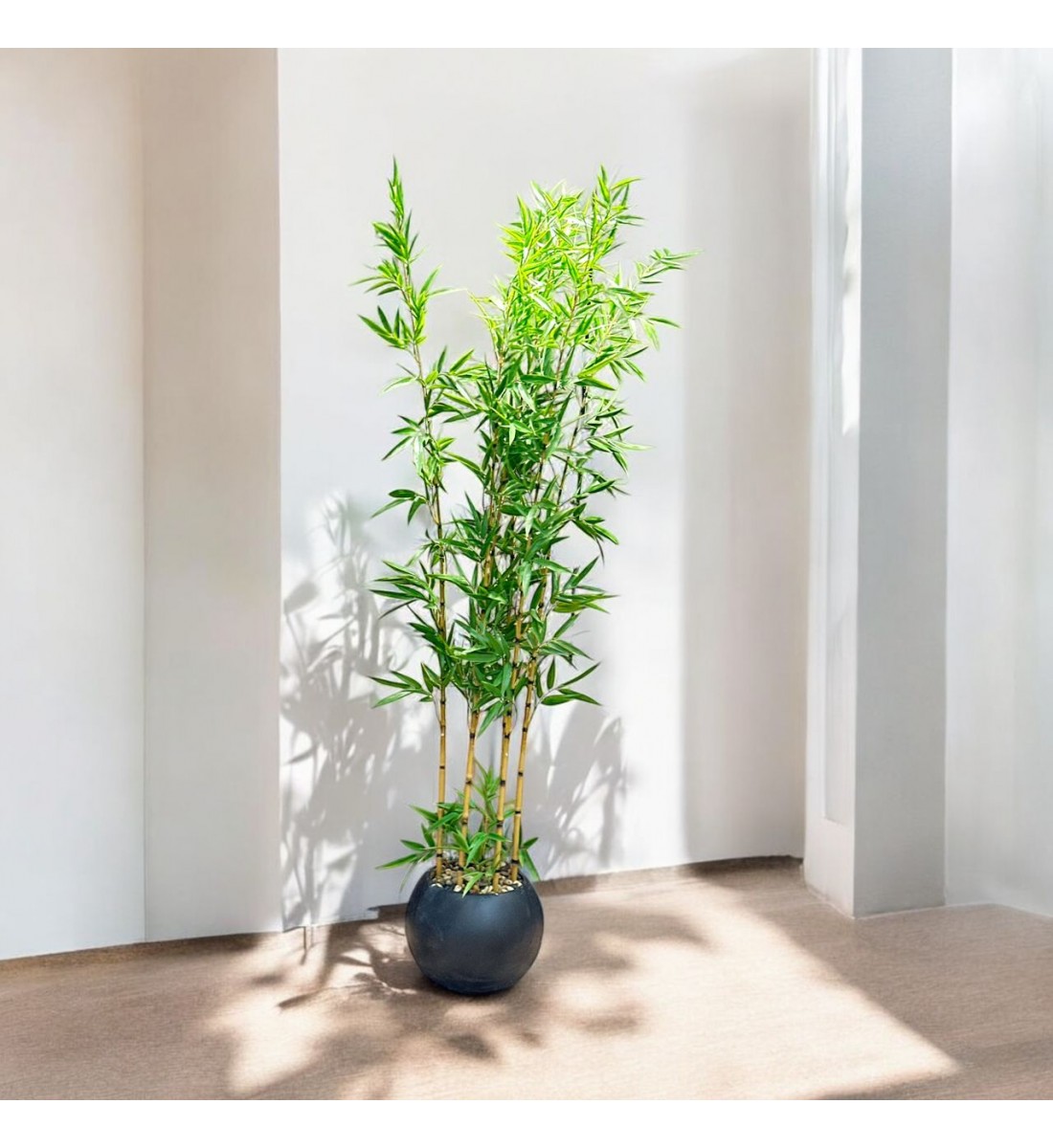 اشجار صناعية زينة ورق بامبوا مركن اسود ارتفاع 185 سم اشجار صناعية زينة ورق بامبوا مركن اسود ارتفاع 185 سم