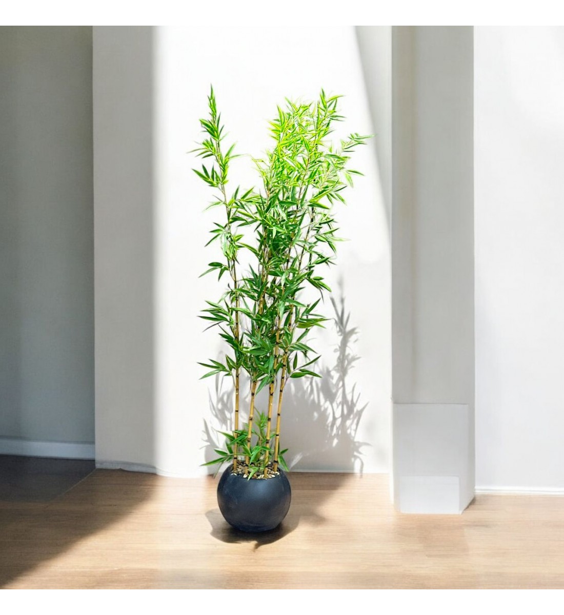 اشجار صناعية زينة ورق بامبوا مركن اسود ارتفاع 185 سم اشجار صناعية زينة ورق بامبوا مركن اسود ارتفاع 185 سم
