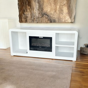 دفاية شكل بلازما كهربائية ذات تصميم انيق وحديث لون ابيض 160×33×64سم 