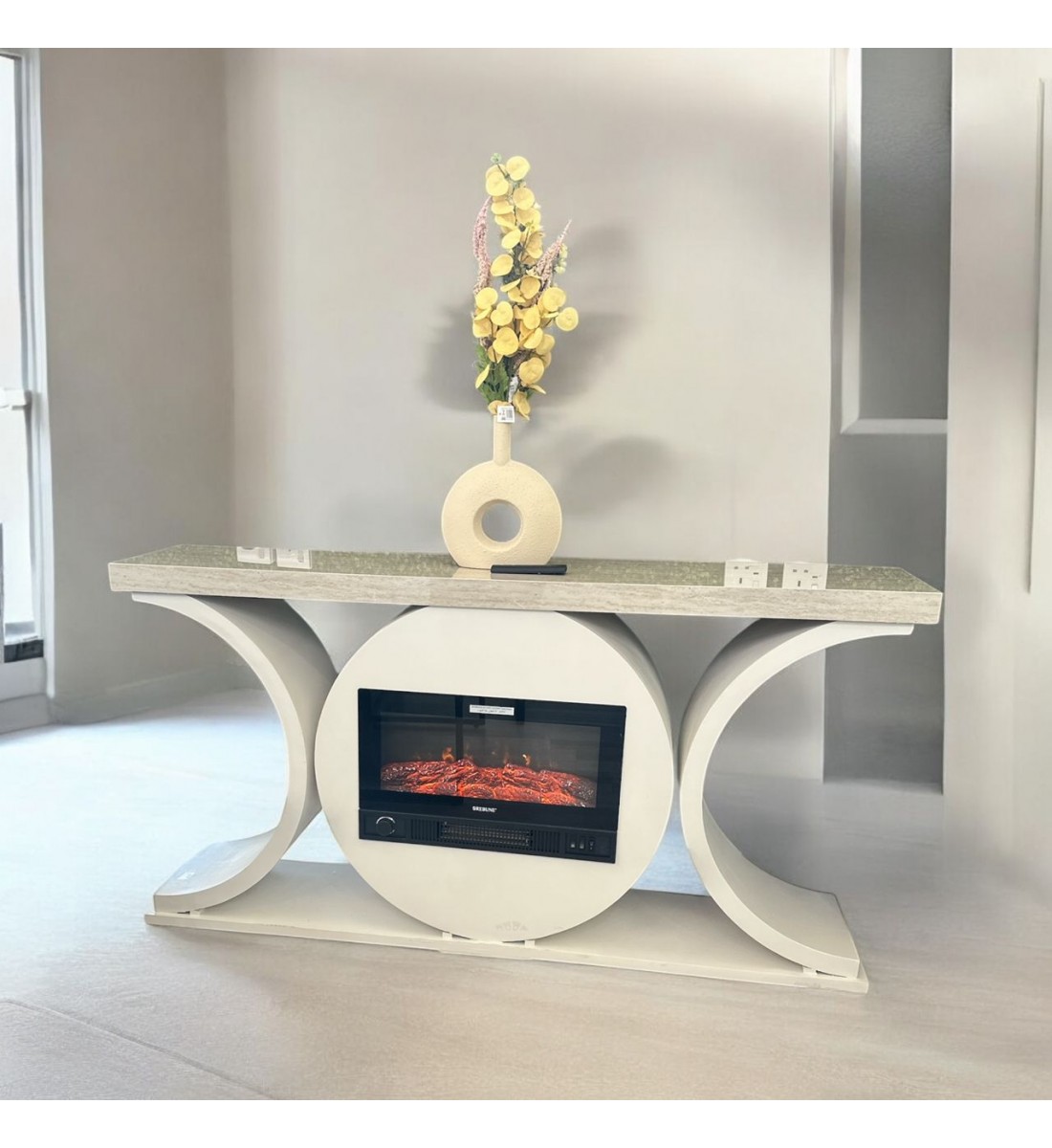 دفاية شكل بلازم او مدخل ا كهربائية ذات تصميم انيق وحديث لون بيج 160×34×83سم 