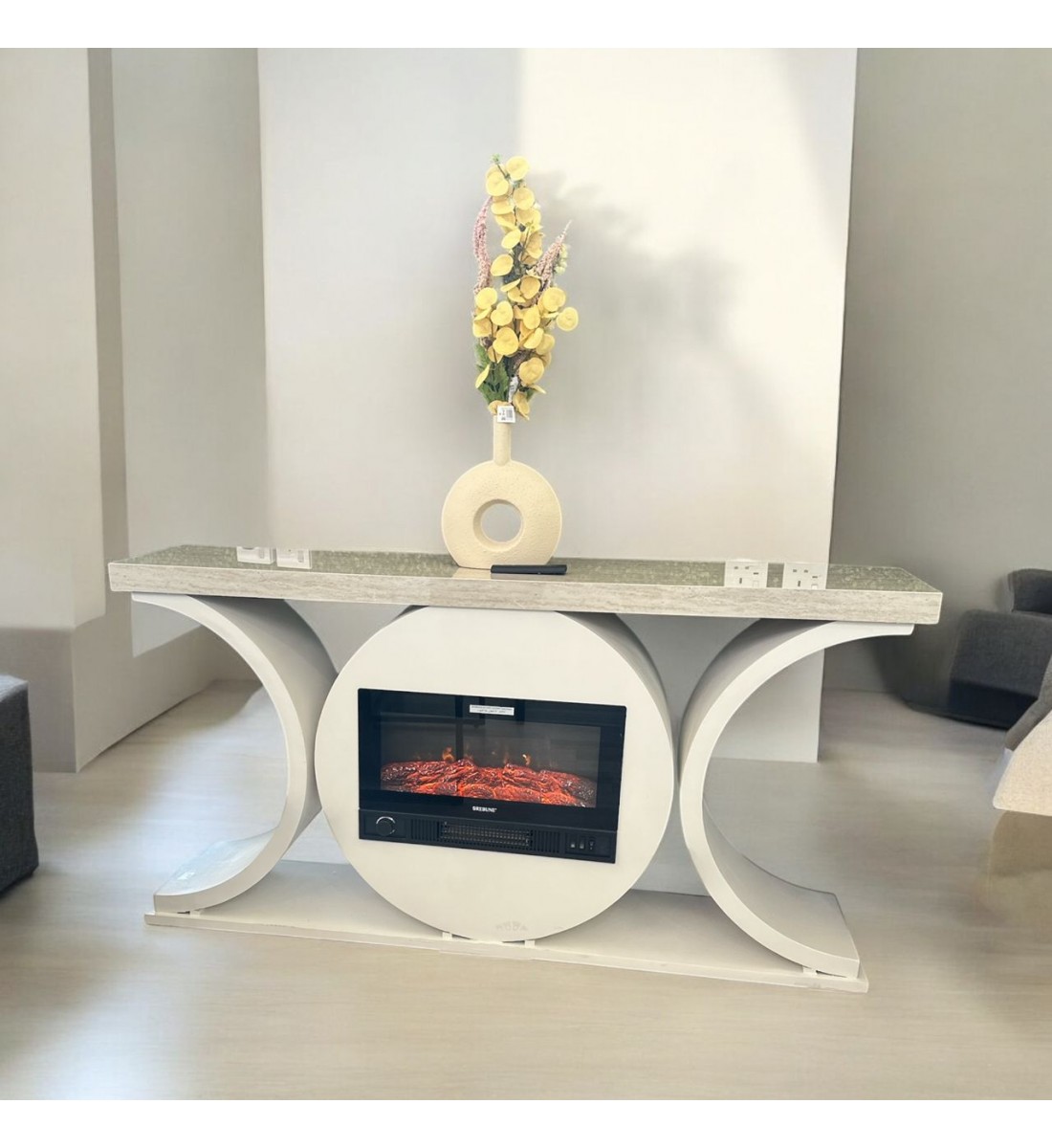 دفاية شكل بلازم او مدخل ا كهربائية ذات تصميم انيق وحديث لون بيج 160×34×83سم 