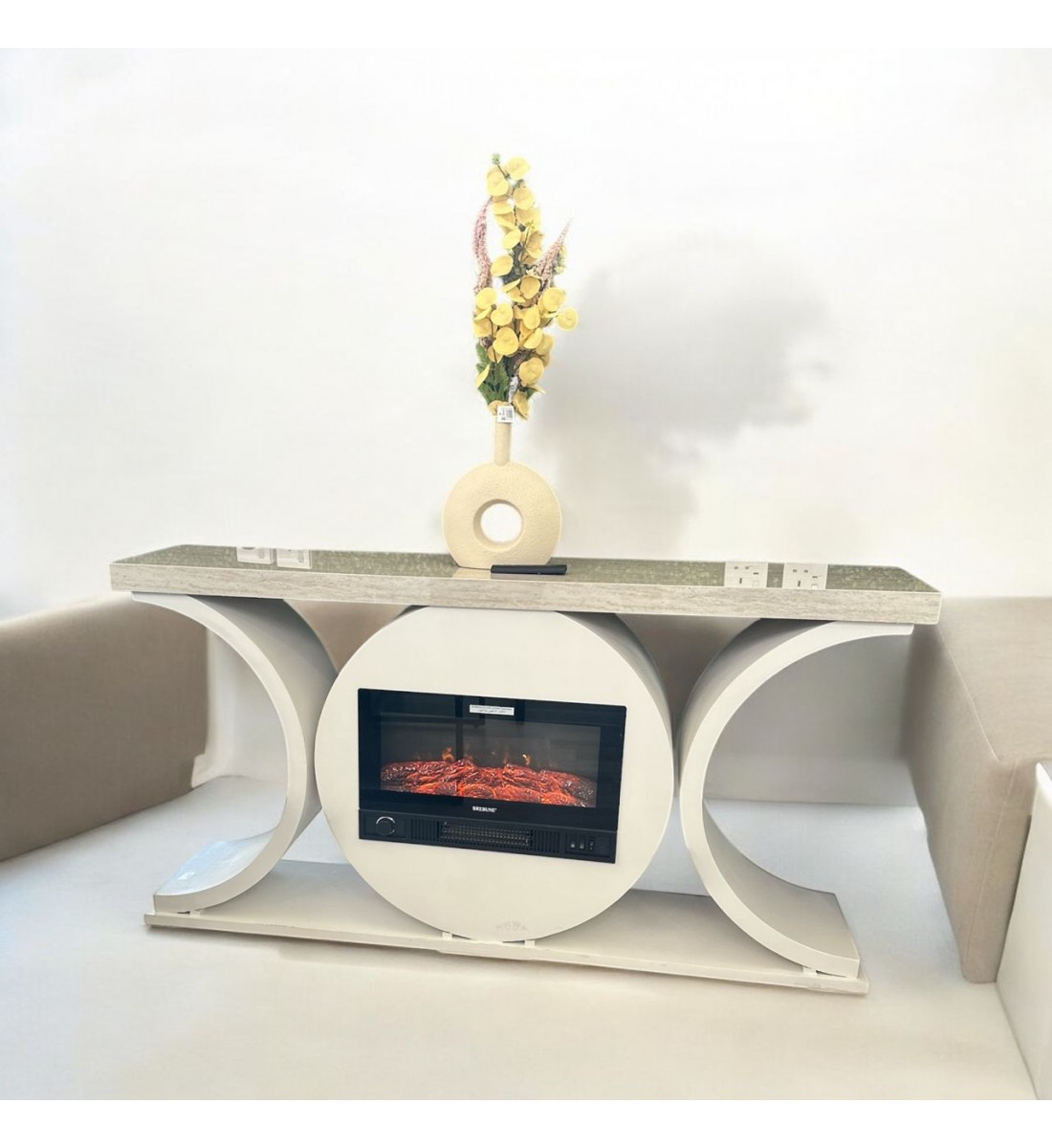 دفاية شكل بلازم او مدخل ا كهربائية ذات تصميم انيق وحديث لون بيج 160×34×83سم 