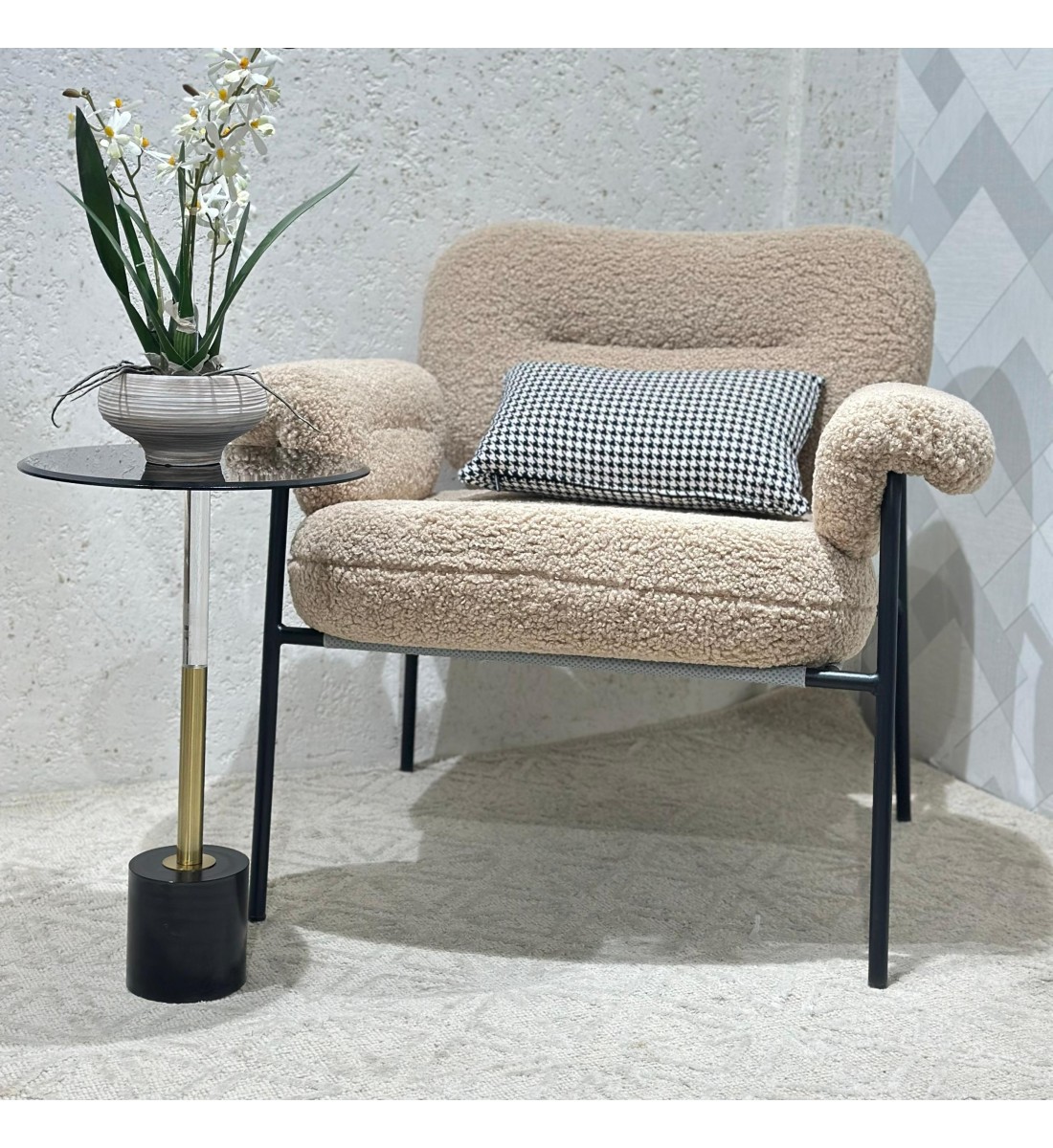 كرسي بوكليت جملي من القماش ومعدن 60×75×80سم 