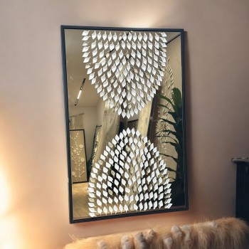 مراة جبسية باطار خشبي اسود 150×100سم (المنتج تفصيل )