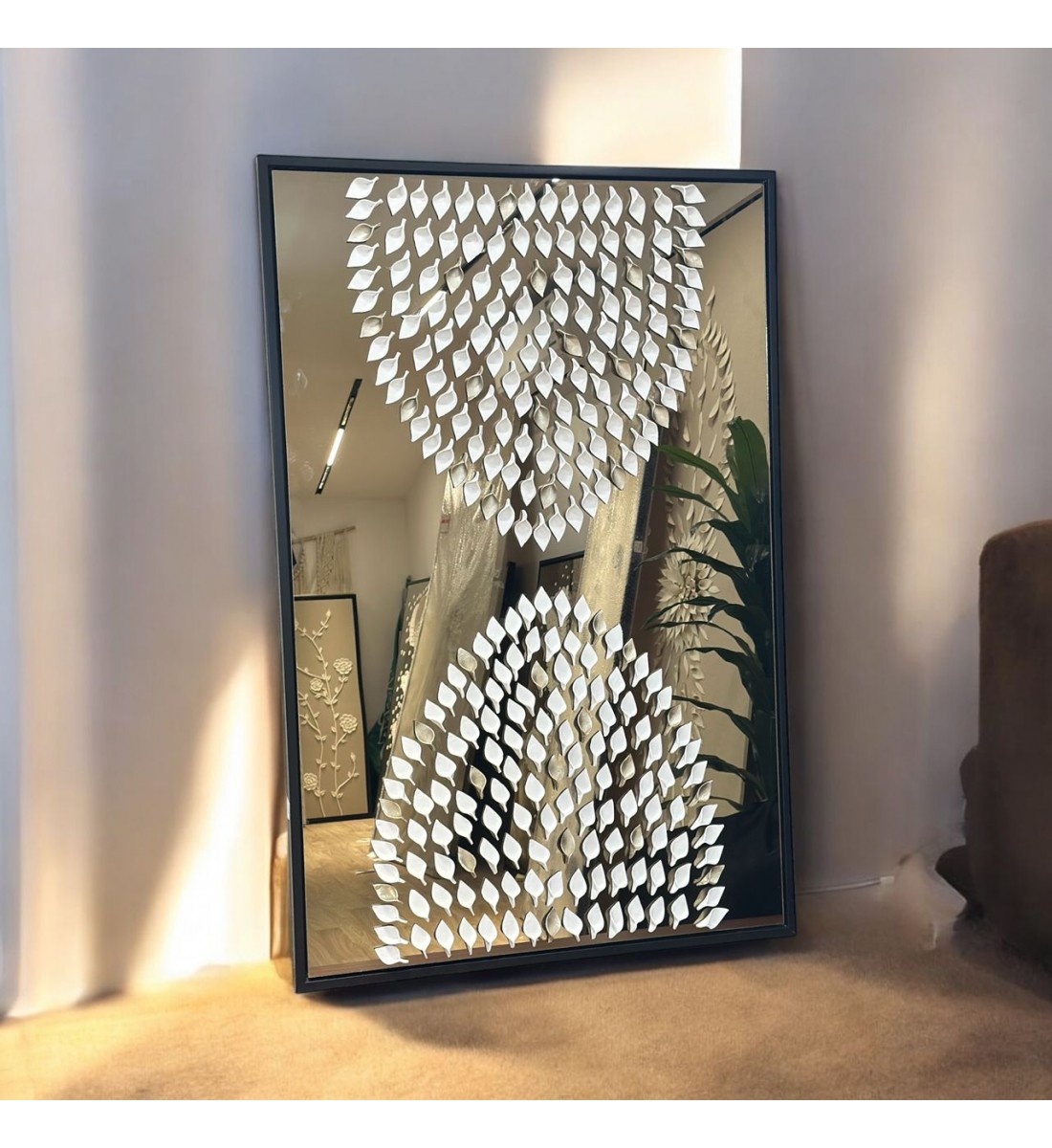 مراة جبسية باطار خشبي اسود 150×100سم (المنتج تفصيل ) مراة جبسية باطار خشبي اسود 150×100سم (المنتج تفصيل )