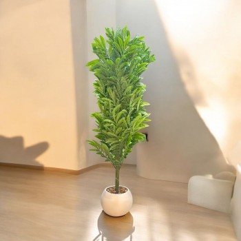 شجرة باللون الاخضر صناعية  مركن ابيض 140سم 