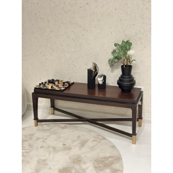 طاولة قهوة بتصميم هندسي متميز خشب قشور الجوز 118×43×50سم (منتج تفصيل )