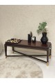Coffee table with distinctive geometric design, walnut veneer wood, 118 x 43 x 50 cm