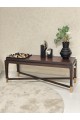 Coffee table with distinctive geometric design, walnut veneer wood, 118 x 43 x 50 cm