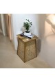 Wooden side table with Indian rattan 55 x 35 cm, assorted (several colors for the table top)